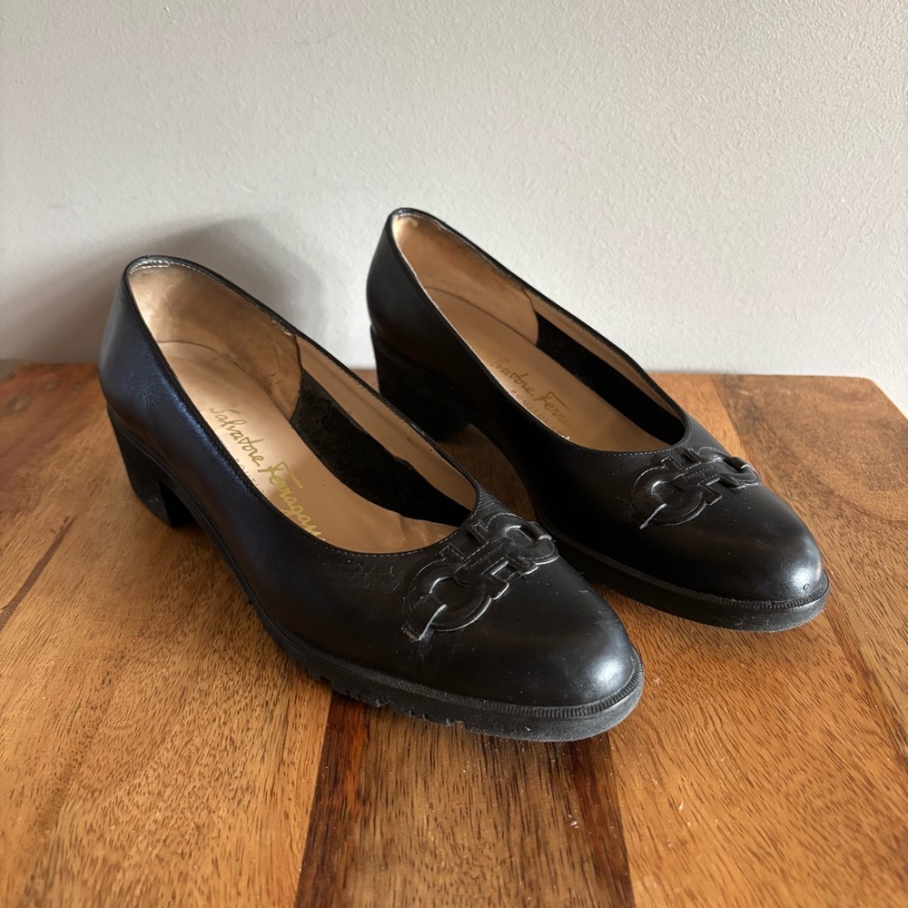 Salvatore Ferragamo Black Leather Heels